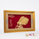 Quà tặng tranh Đôi Chim Công dát vàng 24k ACT GOLD ISO 9001:2015