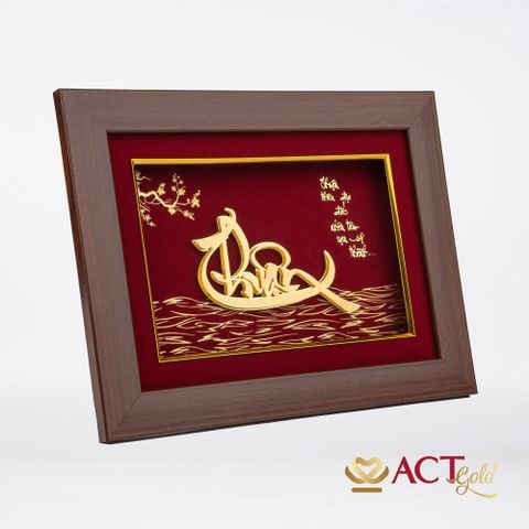 Quà tặng tranh thư pháp chữ Thuận dát vàng 24k ACT GOLD ISO 9001:2015
