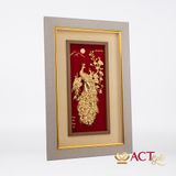 Quà tặng tranh Đôi Chim Công dát vàng 24k ACT GOLD ISO 9001:2015 (Mẫu 13)