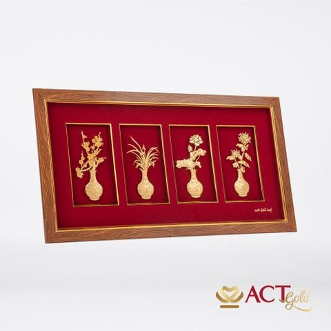 Tranh Tứ Quý dát vàng 24k ACT GOLD ISO 9001:2015 (Mẫu 4)