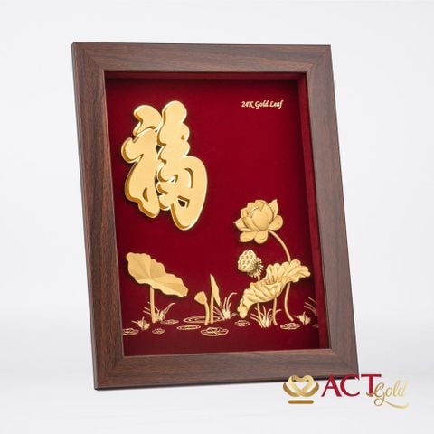 Quà tặng Tranh Chữ Phúc dát vàng 24k ACT GOLD ISO 9001:2015(Mẫu 1)