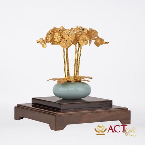 Quà tặng Bình Hoa Lan 6 Cành dát vàng 24k ACT GOLD ISO 9001:2015