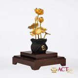 Quà tặng Chậu Sen 6 Cành dát vàng 24k ACT GOLD ISO 9001:2015