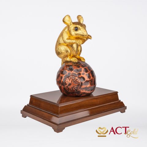 Quà tặng Tượng Chuột dát vàng 24k ACT GOLD ISO 9001:2015