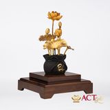 Quà tặng Chậu Sen 7 Cành dát vàng 24k ACT GOLD ISO 9001:2015