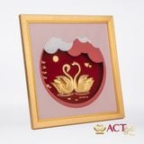 Quà tặng tranh Đôi Thiên Nga dát vàng 24k ACT GOLD ISO 9001:2015 (Mẫu 2)