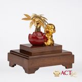 Quà tặng Tượng Chú Tiểu Bên Chậu Kim Ngân dát vàng 24k ACT GOLD ISO 9001:2015