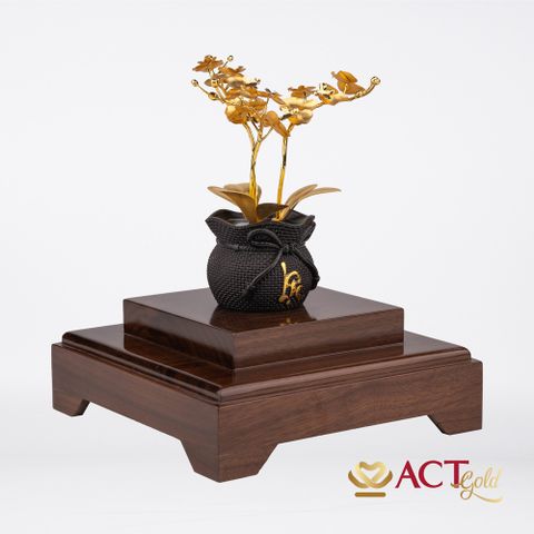 Quà tặng Chậu Lan 3 Cành dát vàng 24k ACT GOLD ISO 9001:2015