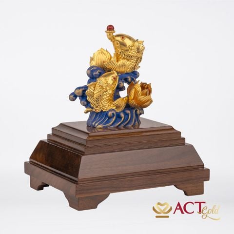Quà tặng Cá Chép Hoa Sen dát vàng 24k ACT GOLD ISO 9001:2015