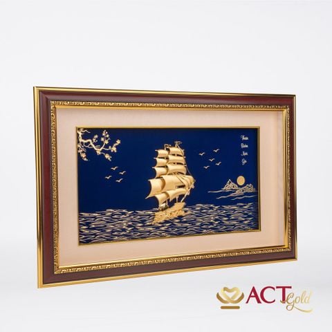 Quà tặng tranh Thuyền dát vàng 24k ACT GOLD ISO 9001:2015 (Mẫu 27)