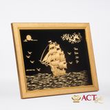 Quà tặng tranh Thuyền dát vàng 24k ACT GOLD ISO 9001:2015 (Mẫu 24)