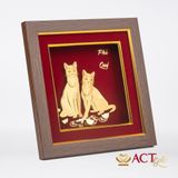 Quà tặng Tranh Mèo Phú Quý dát vàng 24k ACT GOLD ISO 9001:2015