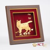 Quà tặng Tranh Mèo Phú Quý dát vàng 24k ACT GOLD ISO 9001:2015