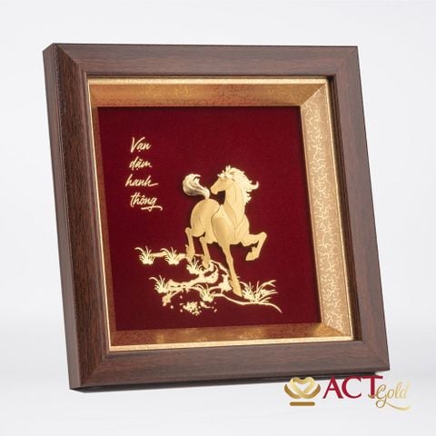Quà Tặng Tranh Ngựa Vạn Dặm Hanh Thông dát vàng 24k ACT GOLD ISO 9001:2015