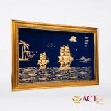 Quà tặng Tranh Đôi Thuyền dát vàng 24k ACT GOLD ISO 9001:2015