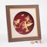 Quà tặng Tranh Đôi Chim Ruồi dát vàng 24k ACT GOLD ISO 9001:2015