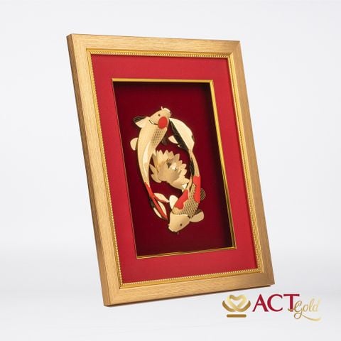 Quà tặng Tranh Song Ngư dát vàng 24k ACT GOLD ISO 9001:2015