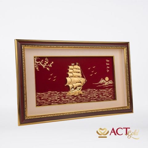 Quà tặng tranh Thuyền dát vàng 24k ACT GOLD ISO 9001:2015 (Mẫu 26)