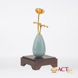 Quà tặng Lọ Hoa Sen 2 Cành dát vàng 24k ACT GOLD ISO 9001:2015