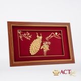 Quà tặng tranh Đôi Chim Công dát vàng 24k ACT GOLD ISO 9001:2015 (Mẫu 17)