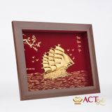 Quà tặng tranh Thuyền dát vàng 24k ACT GOLD ISO 9001:2015 (Mẫu 1)