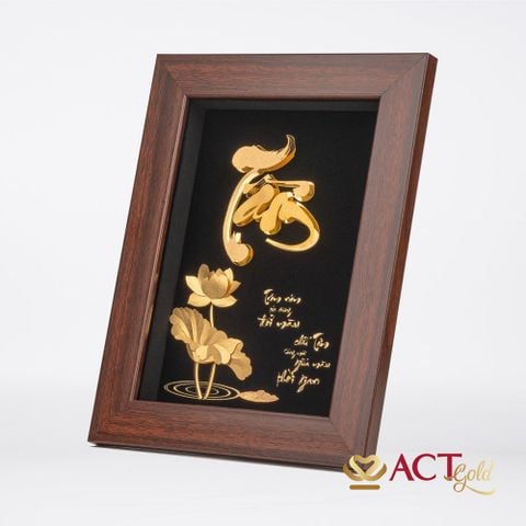 Quà tặng Chữ Tâm Hoa Sen dát vàng 24k ACT GOLD ISO 9001:2015