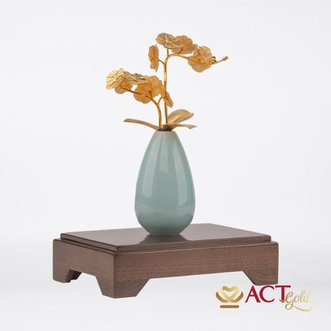 Quà tặng Lọ Hoa Lan 2 Cành dát vàng 24k ACT GOLD ISO 9001:2015