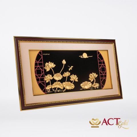 Quà tặng Tranh Hồ Sen dát vàng 24k ACT GOLD ISO 9001:2015