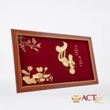 Quà tặng Tranh Chữ Thọ Hoa Sen dát vàng 24k ACT GOLD ISO 9001:2015 (Mẫu 2)