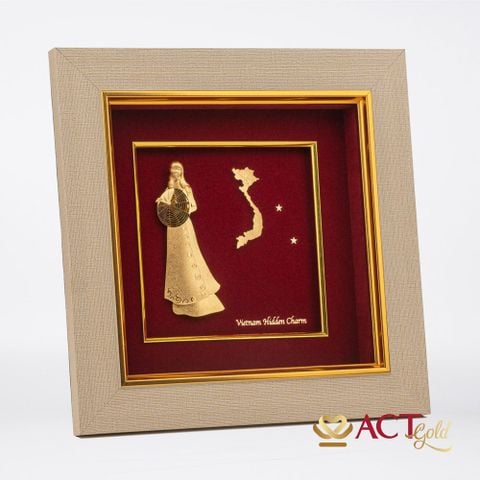 Tranh Áo dài Việt Nam dát vàng 24k ACT GOLD ISO 9001:2015