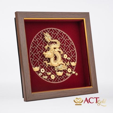 Quà tặng Tranh Rồng Phú Quý dát vàng 24k ACT GOLD ISO 9001:2015