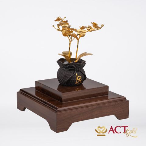 Quà tặng Chậu Lan 3 Cành dát vàng 24k ACT GOLD ISO 9001:2015