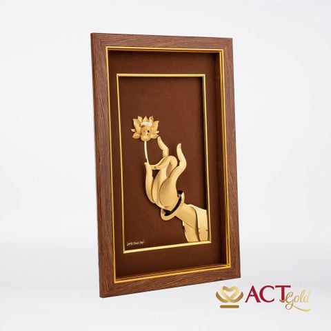 Tranh Sen Vàng Thoát Tục (Tay Phải) dát vàng 24k ACT GOLD ISO 9001:2015
