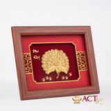 Quà tặng tranh Chim Công dát vàng 24k ACT GOLD ISO 9001:2015
