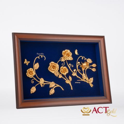 Tranh Hoa Hồng dát vàng 24k ACT GOLD ISO 9001:2015