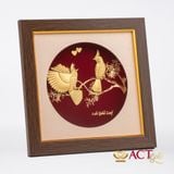 Quà tặng tranh Đôi Chim Chào Mào dát vàng 24k ACT GOLD ISO 9001:2015