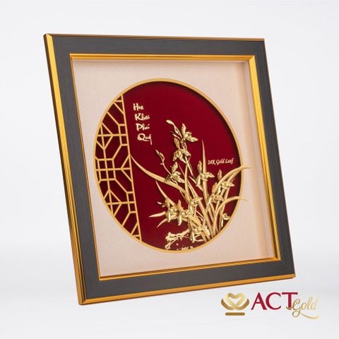Quà tặng Tranh Hoa Lan dát vàng 24k ACT GOLD ISO 9001:2015