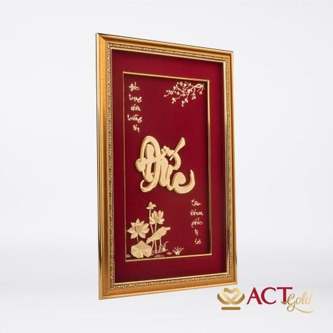 Quà tặng Tranh chữ Đức hoa Sen dát vàng 24k ACT GOLD ISO 9001:2015