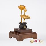 Quà tặng Chậu Sen 3 Cành dát vàng 24k ACT GOLD ISO 9001:2015(Mẫu 1)