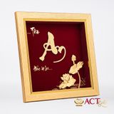 Quà tặng Tranh Chữ An Hoa Sen dát vàng 24k ACT GOLD ISO 9001:2015