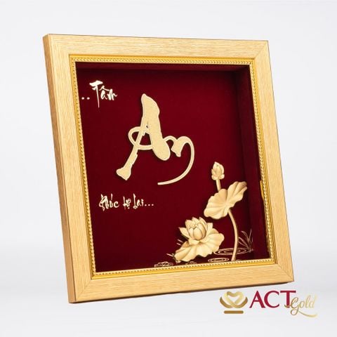 Quà tặng Tranh Chữ An Hoa Sen dát vàng 24k ACT GOLD ISO 9001:2015