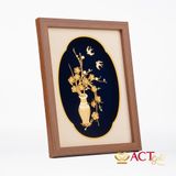 Quà tặng Tranh Bình Hoa Mai dát vàng 24k ACT GOLD ISO 9001:2015