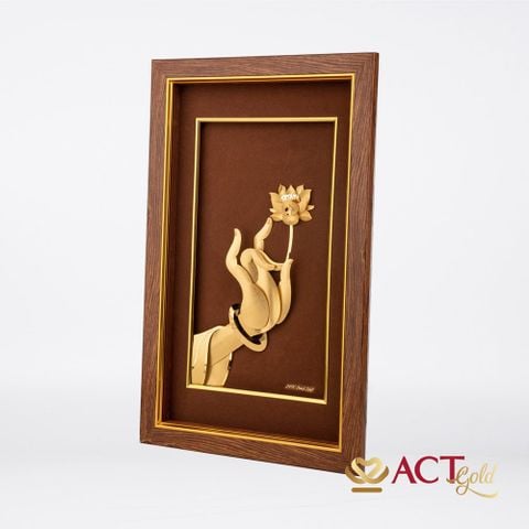 Tranh Sen Vàng Thoát Tục (Tay Trái) dát vàng 24k ACT GOLD ISO 9001:2015