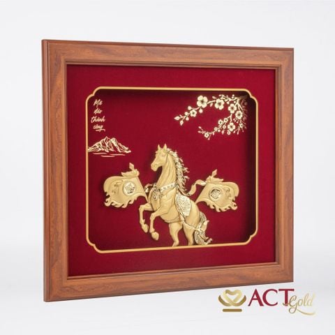 Quà tặng Tranh Ngựa Chiến Thắng dát vàng 24k ACT GOLD ISO 9001:2015
