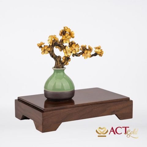 Quà tặng Bình Hoa Mai dát vàng 24k ACT GOLD ISO 9001:2015