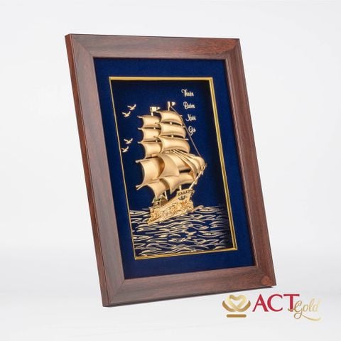 Quà tặng tranh Thuyền dát vàng 24k ACT GOLD ISO 9001:2015 (Mẫu 14)