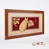 Quà tặng tranh Đôi Chim Công dát vàng 24k ACT GOLD ISO 9001:2015 (Mẫu 15)