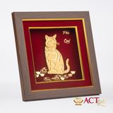 Quà tặng Tranh Mèo Phú Quý dát vàng 24k ACT GOLD ISO 9001:2015