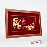 Quà tặng Tranh chữ Phúc hoa Sen dát vàng 24k ACT GOLD ISO 9001:2015