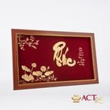 Quà tặng Tranh chữ Phúc hoa Sen dát vàng 24k ACT GOLD ISO 9001:2015